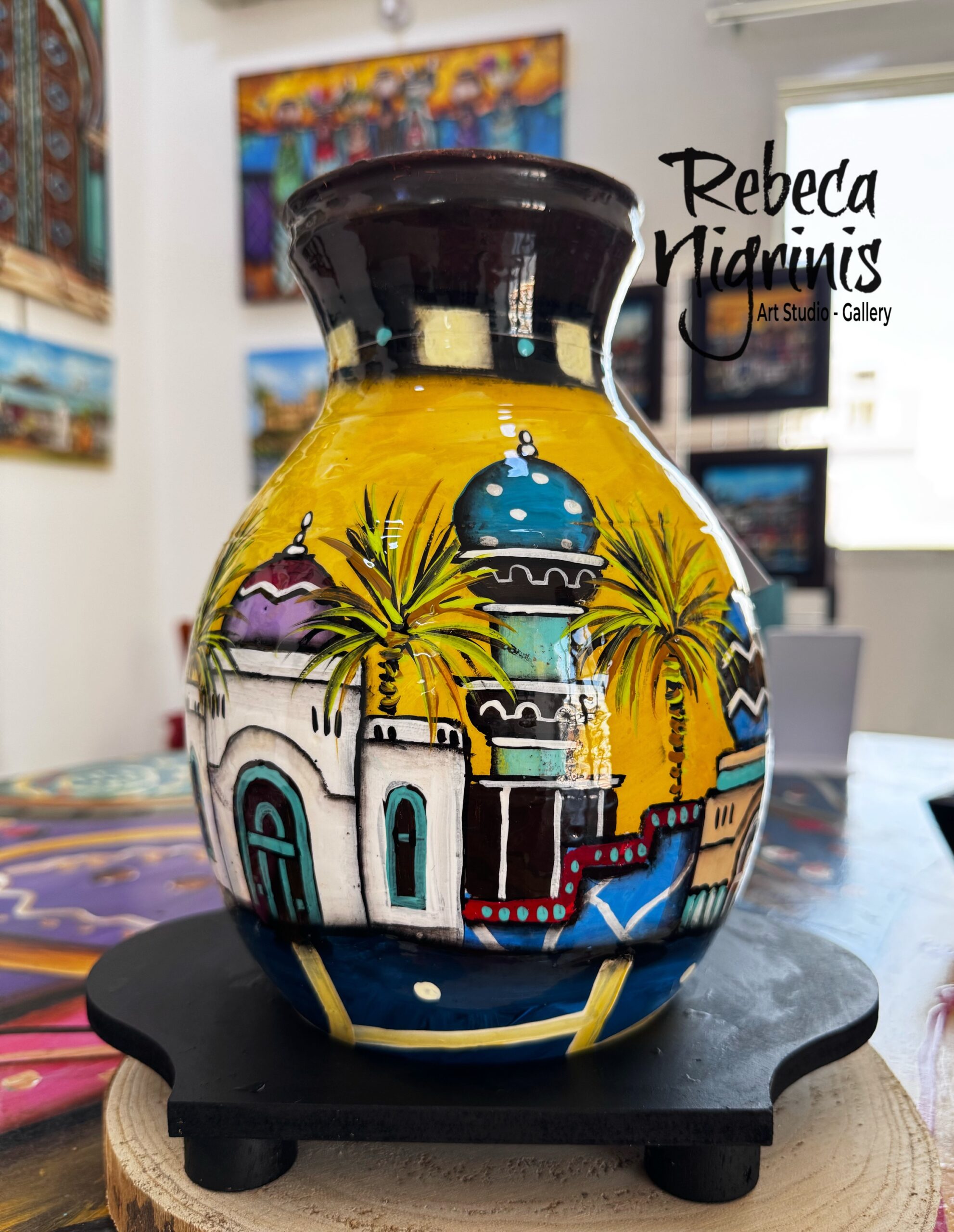 Hand painted Omani Clay Vase 28 cm height