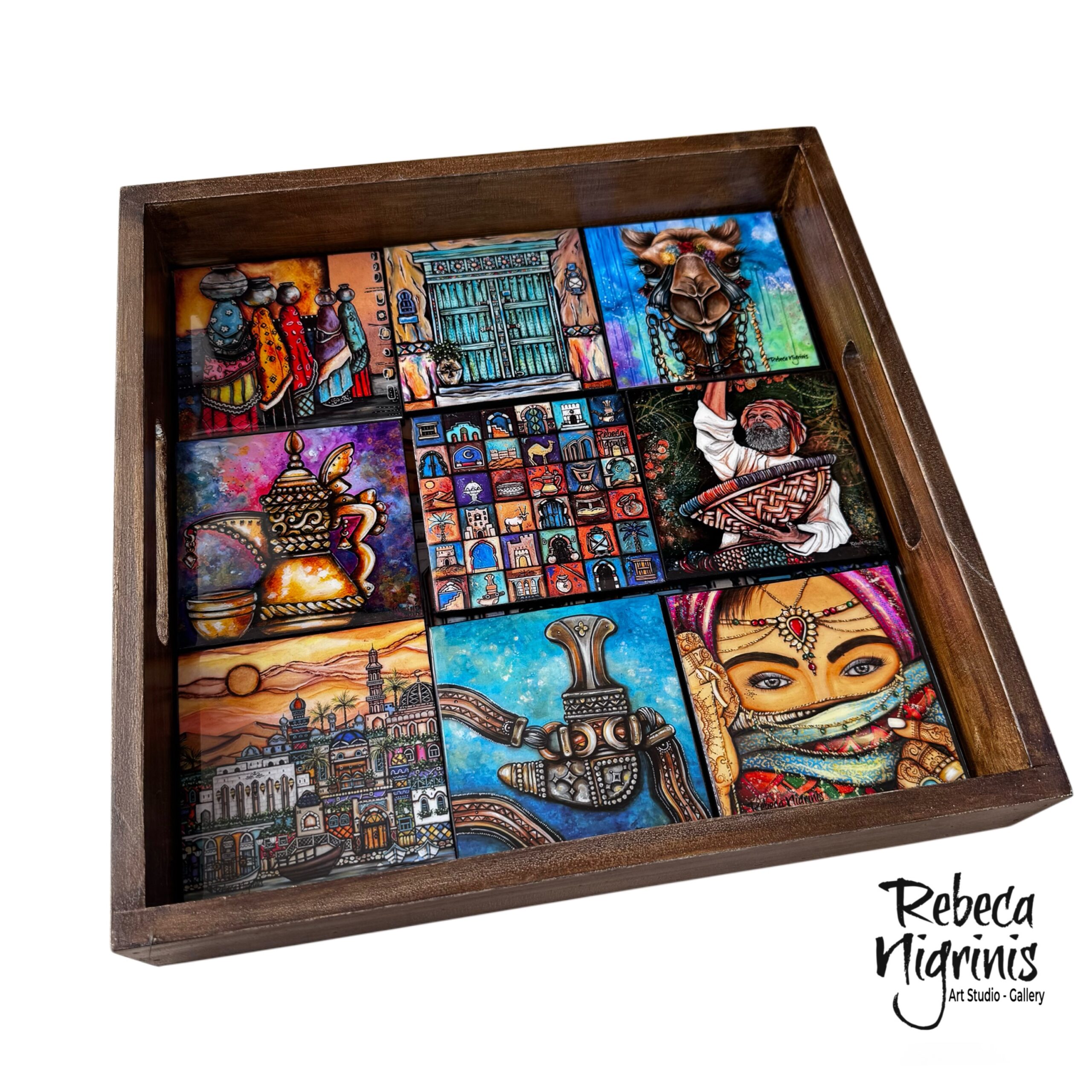 Artistic Tray & nine Coasters Gift Set