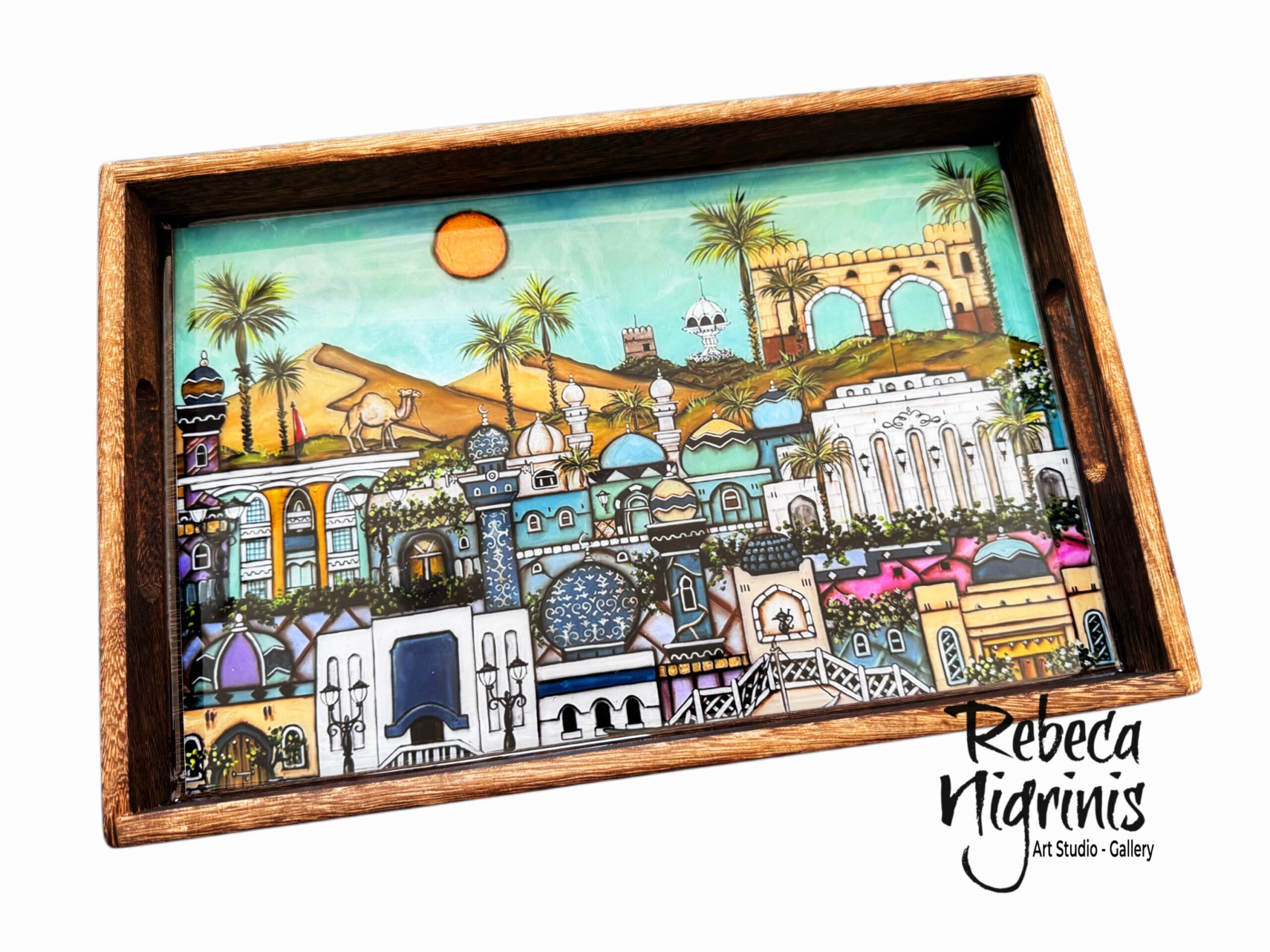 Oman Art Wooden Serving Tray – 36 x 24 x 4 cm