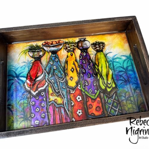 Oman Art Wooden Serving Tray – 32x22 cm - Epoxy Resin