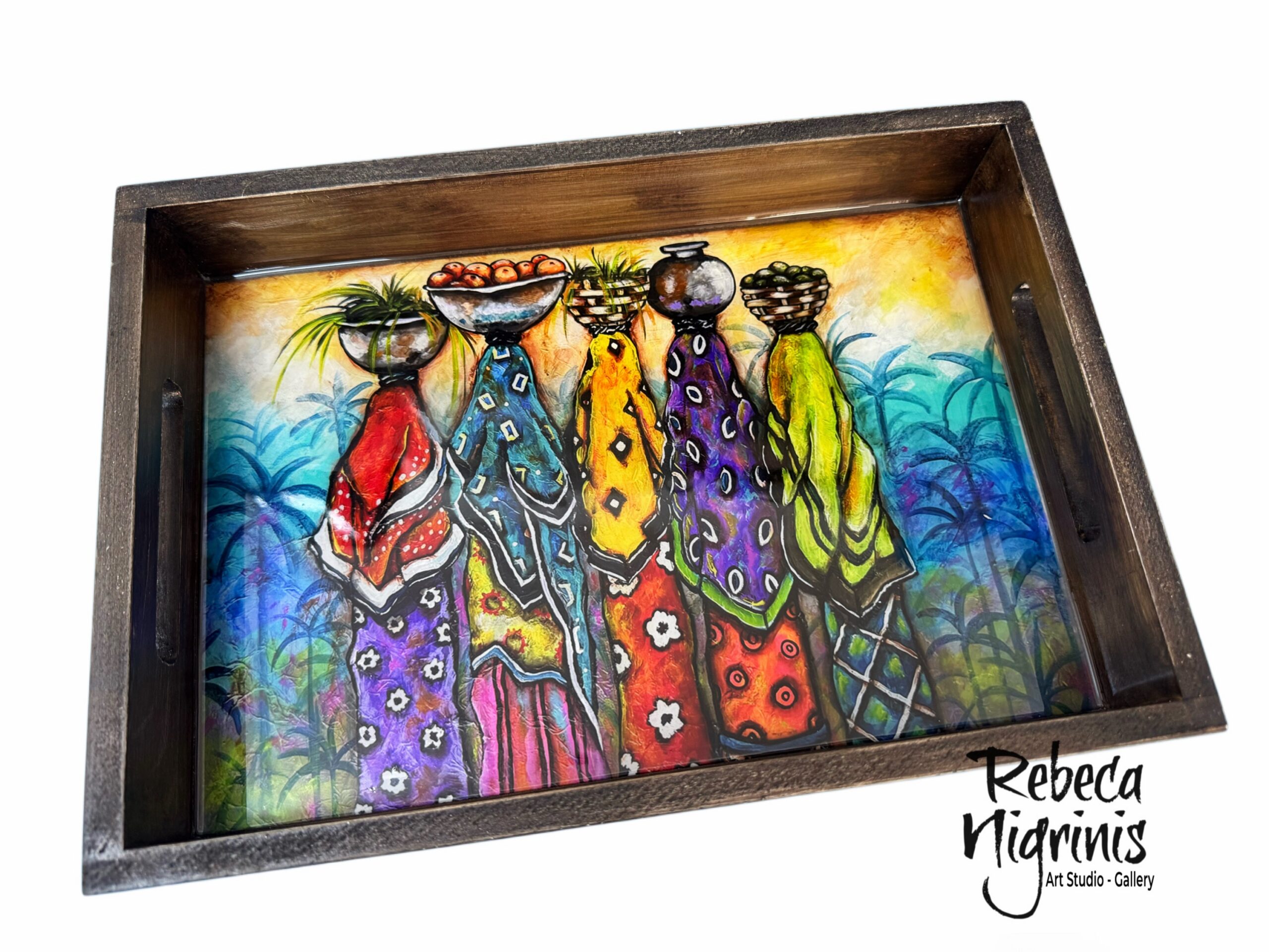 Oman Art Wooden Serving Tray – 32×22 cm – Epoxy Resin