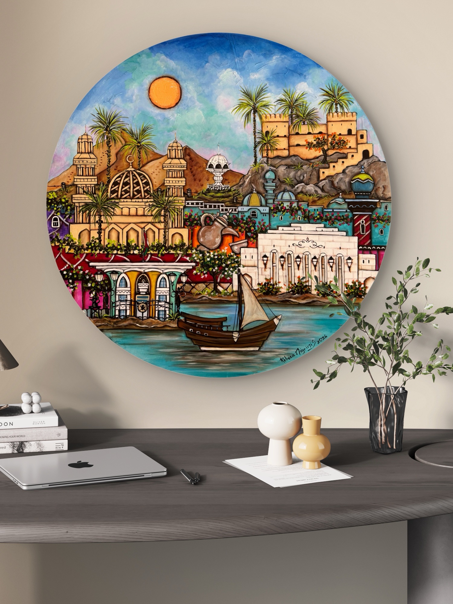 Original artwork on round canvas / Diameter 90 cm