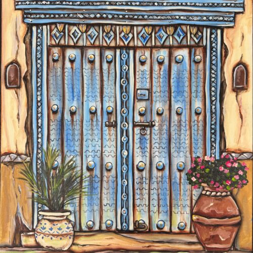 Antique door from Oman - Original artwork on canvas 60x50 cm
