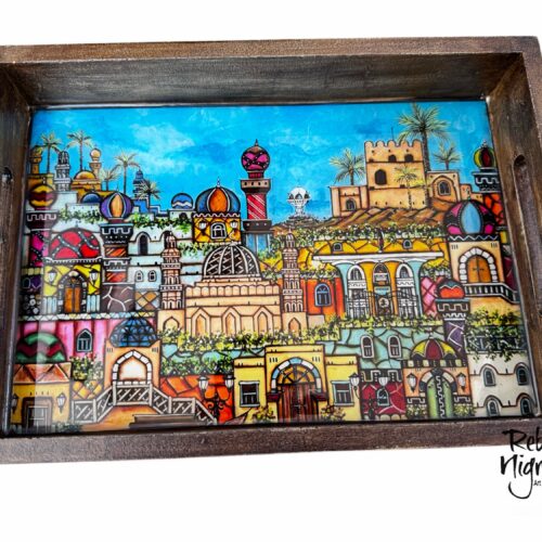 Oman Art Wooden Serving Tray – 32x22 cm - Oman inspired - Epoxy Resin