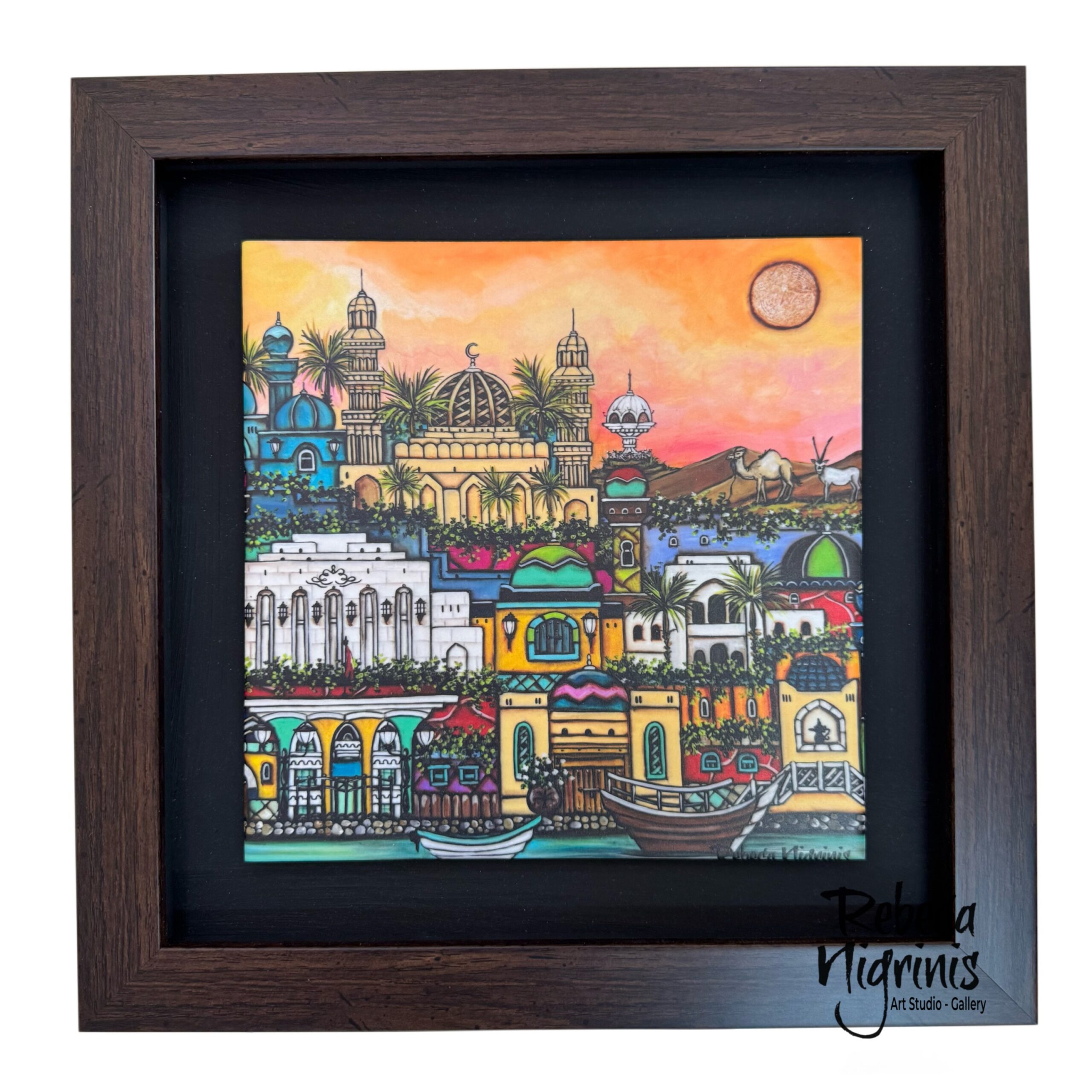 Framed ceramic Art Tile – Oman inspired art