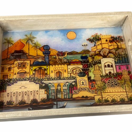 Oman Art Wooden Serving Tray – 32x22 cm  - Epoxy Resin