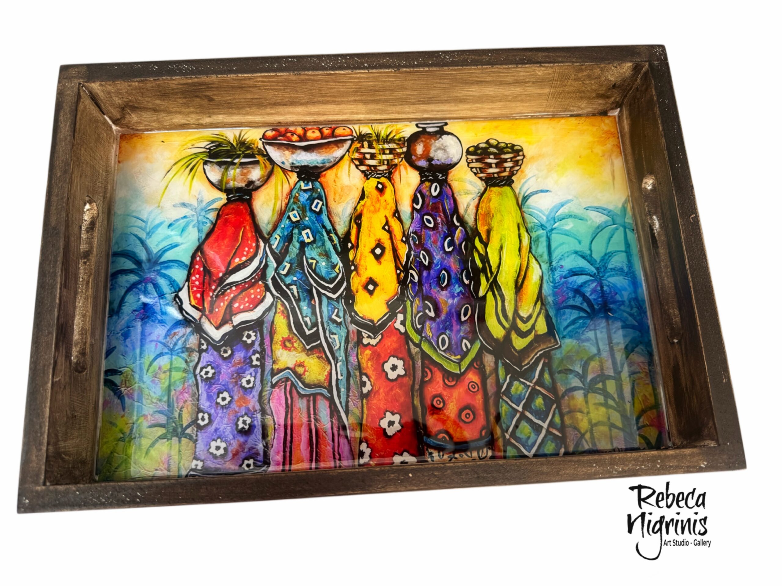 Oman Art Wooden Serving Tray – 32×22 cm – Friendship series – Epoxy Resin