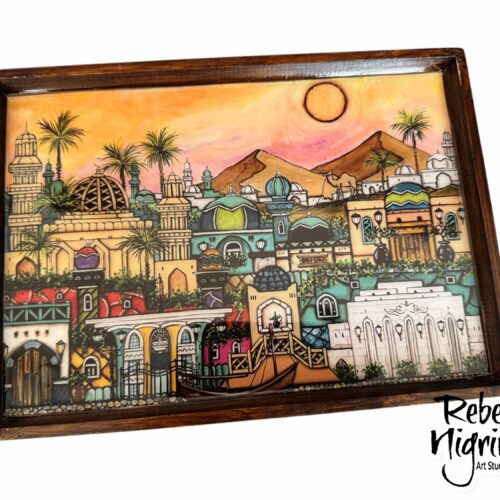 Oman-Inspired Wooden Serving Tray | 28 × 20 cm