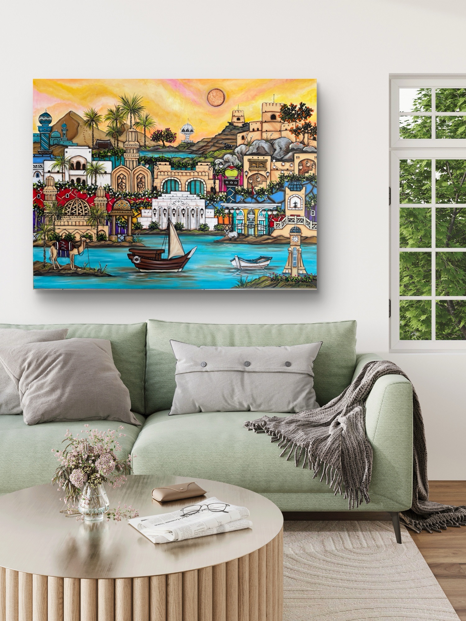 Original Omani Landmarks Painting – 120×90 cm