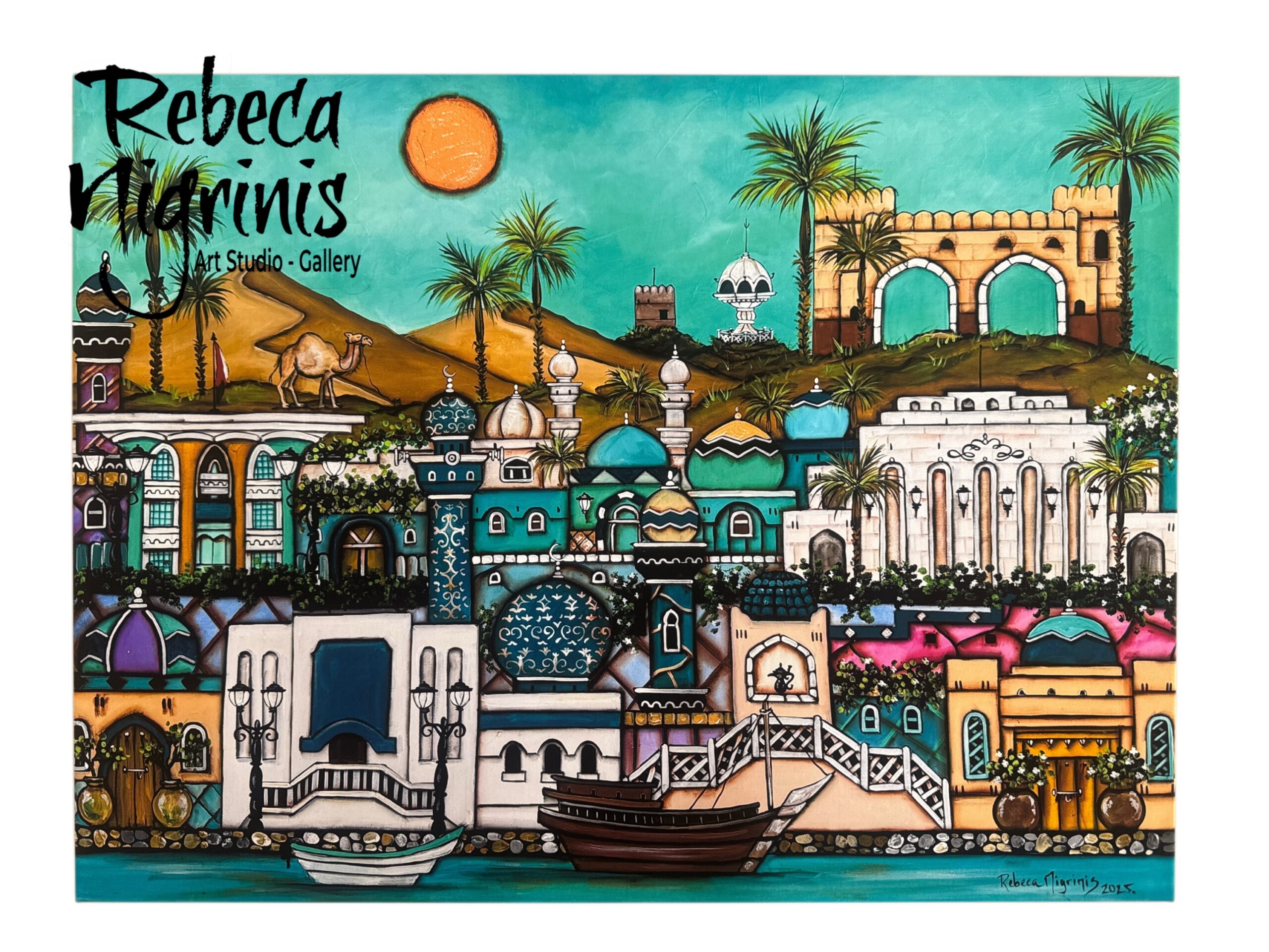 Oman in Turquoise — Vibrant Stretched Canvas Art Print 80×60 cm
