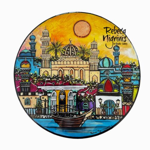 Artistic Lazy Susan – Oman Landmarks / Resin Sealed | 38 cm Diameter