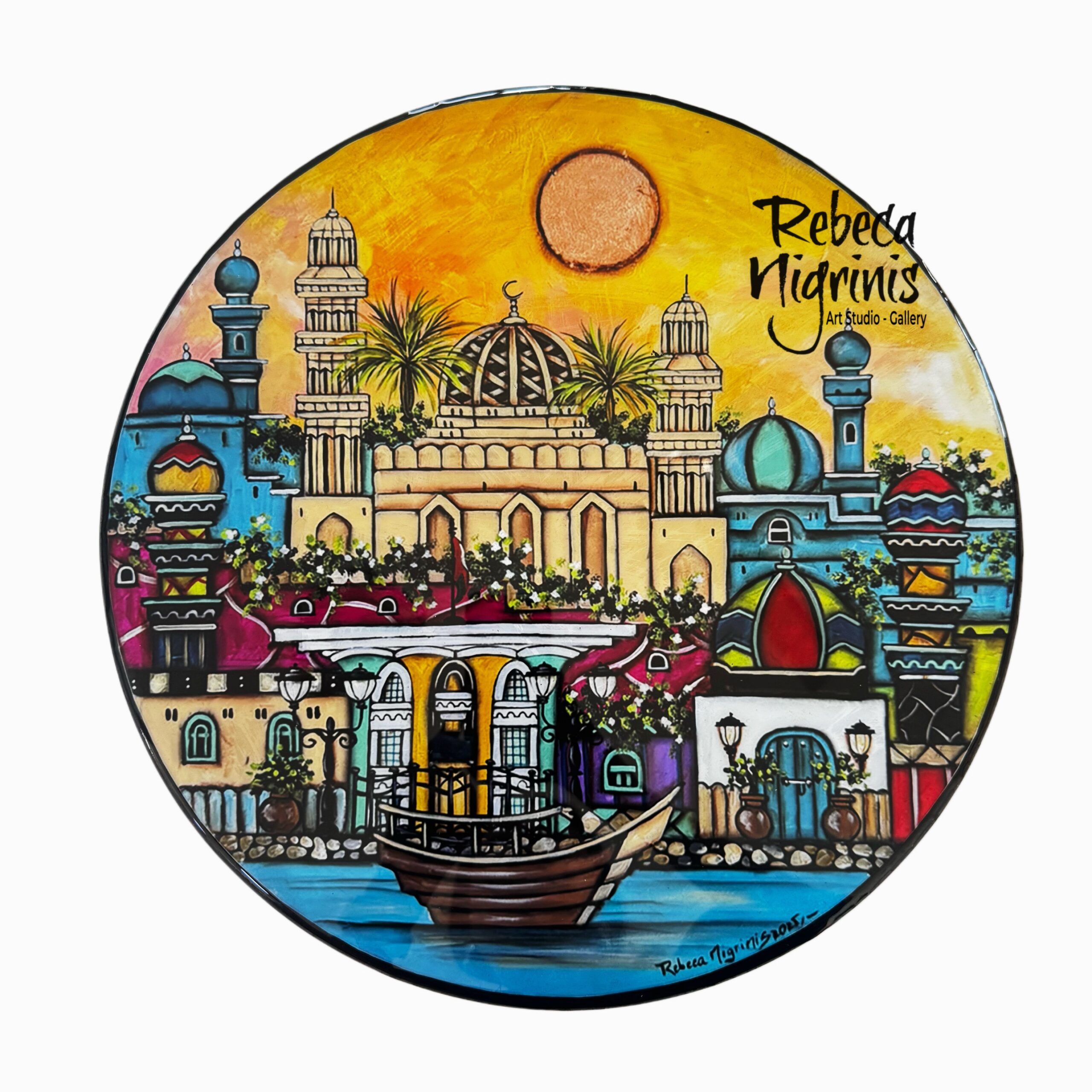 Artistic Lazy Susan – Oman Landmarks / Resin Sealed | 38 cm Diameter