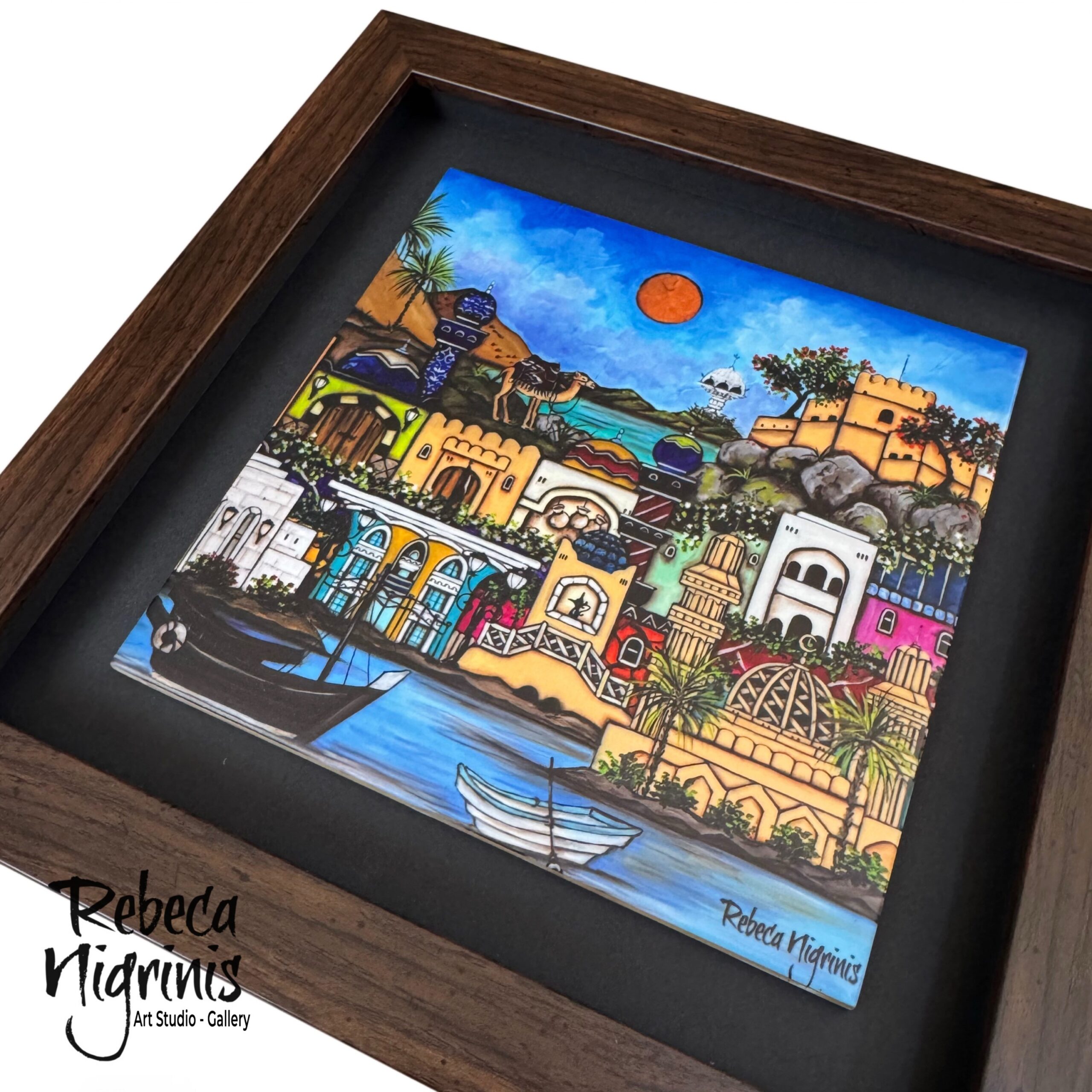 Framed ceramic Art Tile – Oman inspired art
