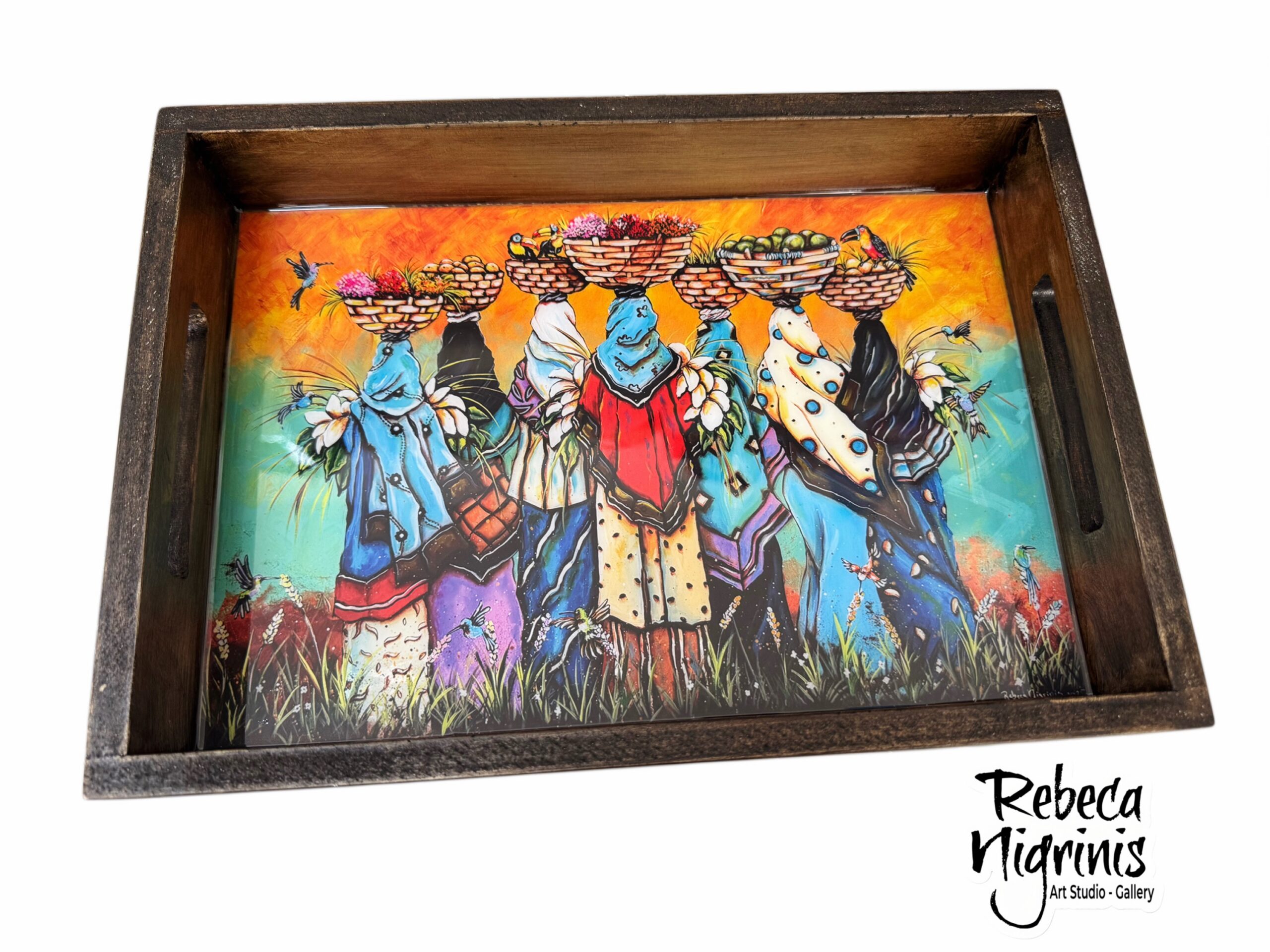 Oman Art Wooden Serving Tray – 32×22 cm – Epoxy Resin