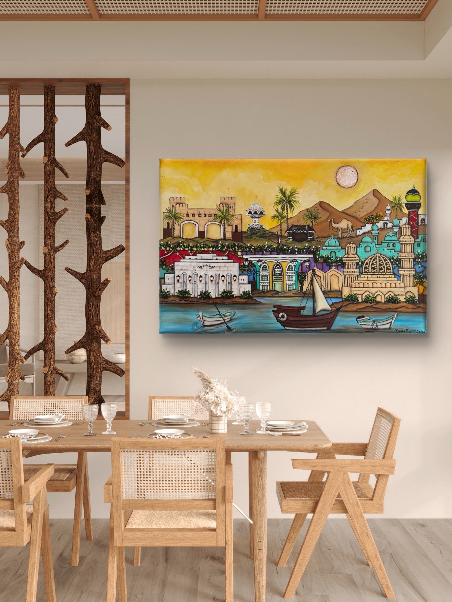 Original Omani Landmarks Painting – 90×60 cm