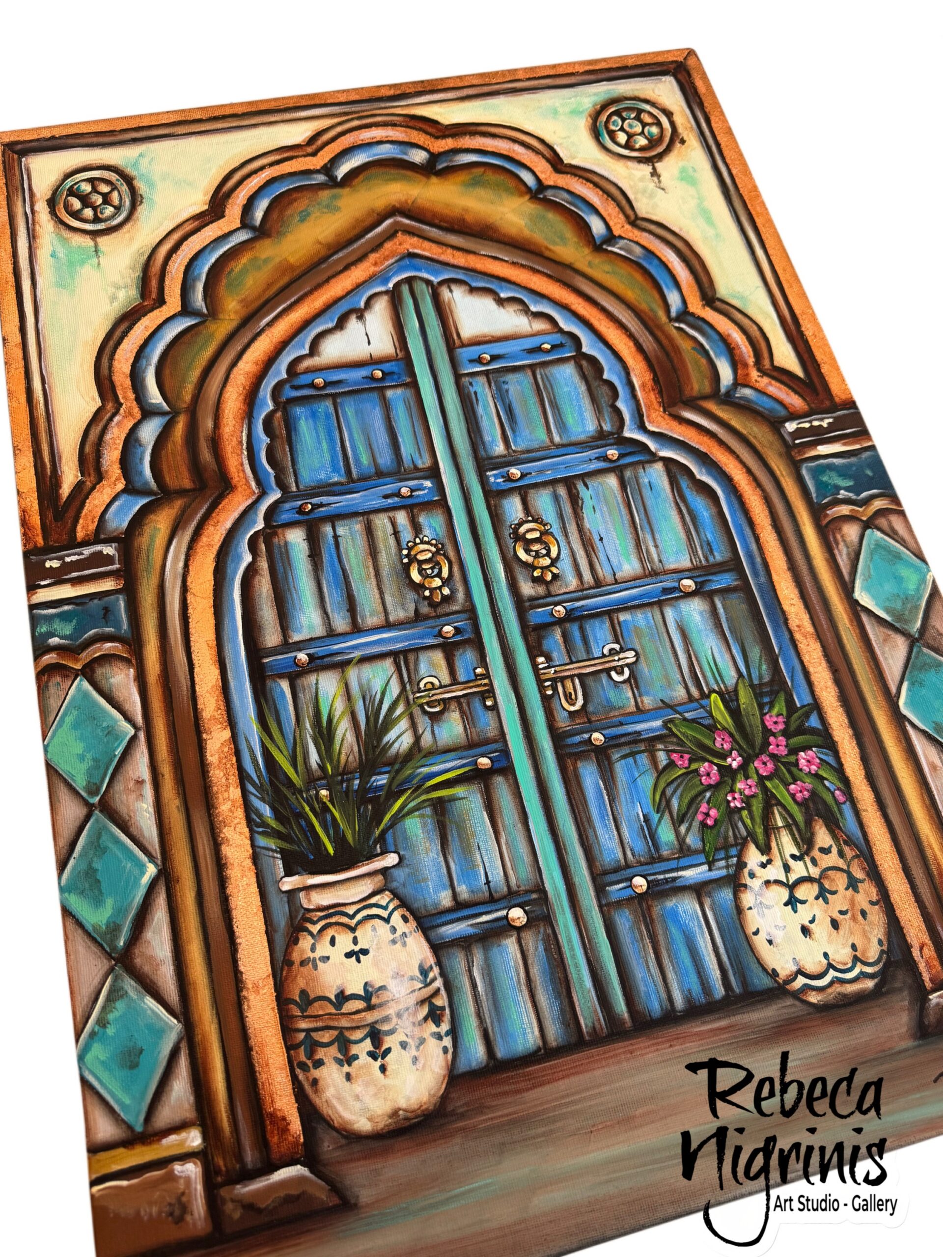 Blue door Original Artwork 70×50 cm