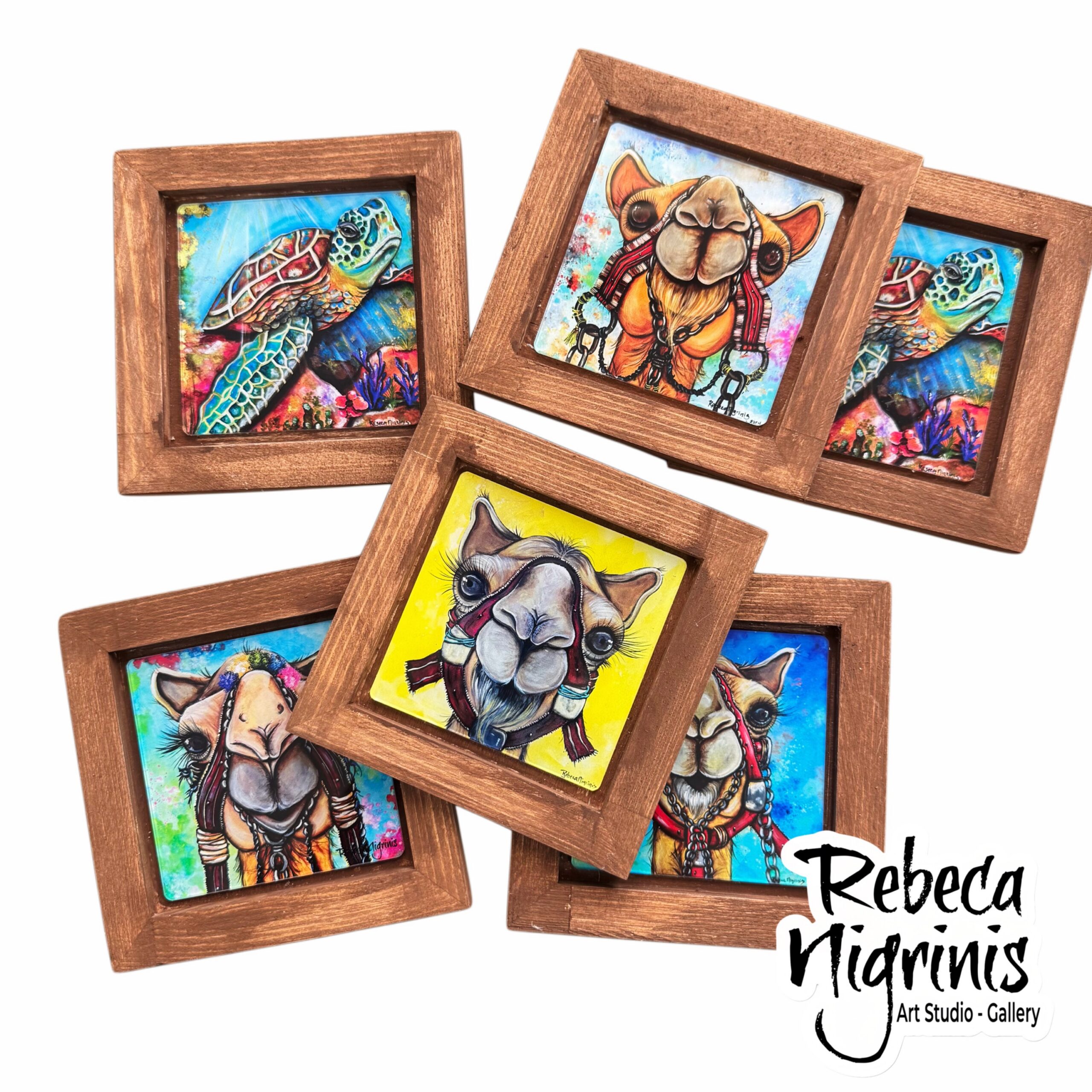 Mini Camel Portraits – Colorful Oman-Inspired Art | 10 × 10 cm