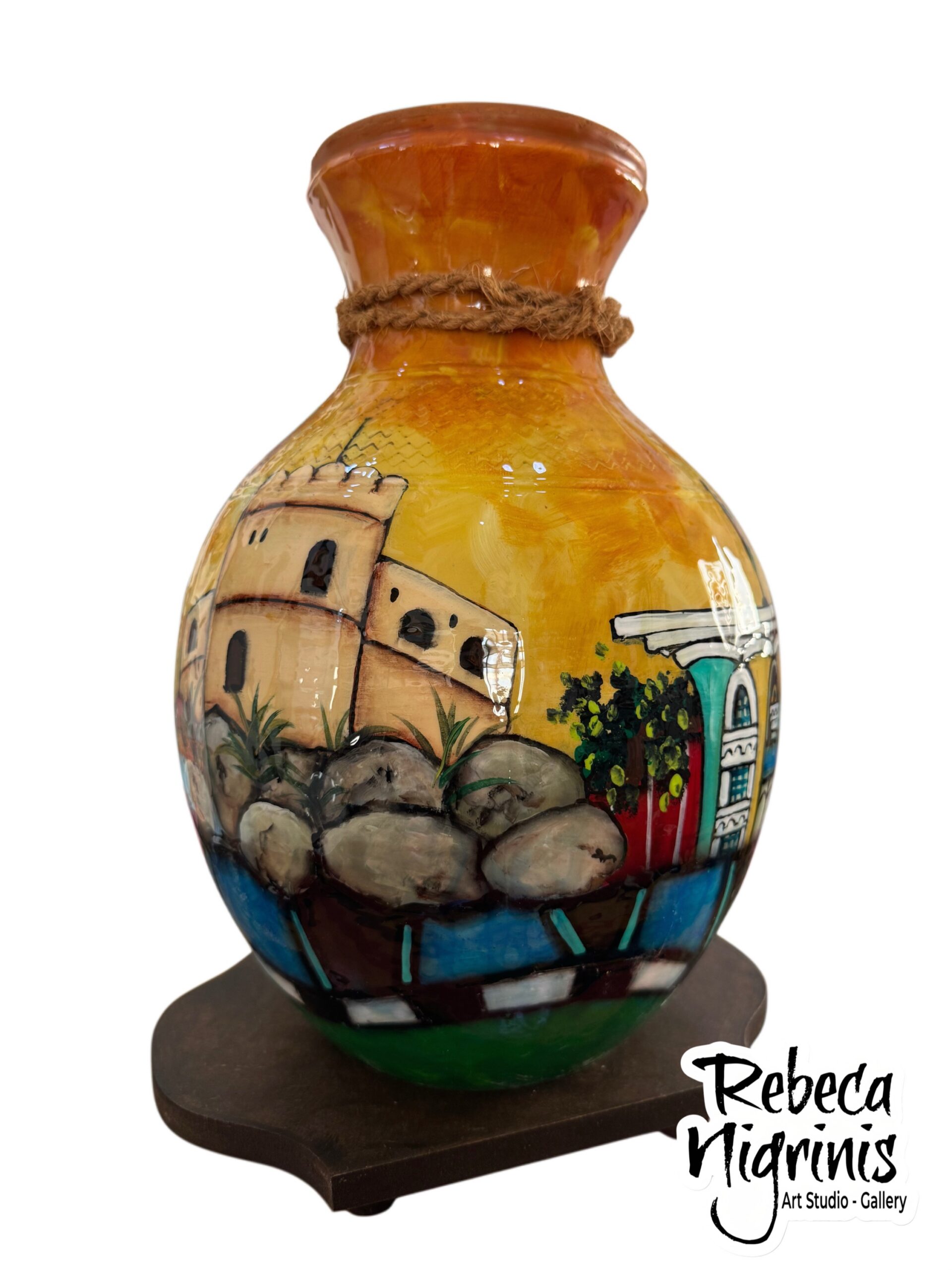 Hand painted Omani Clay Vase 30 cm height