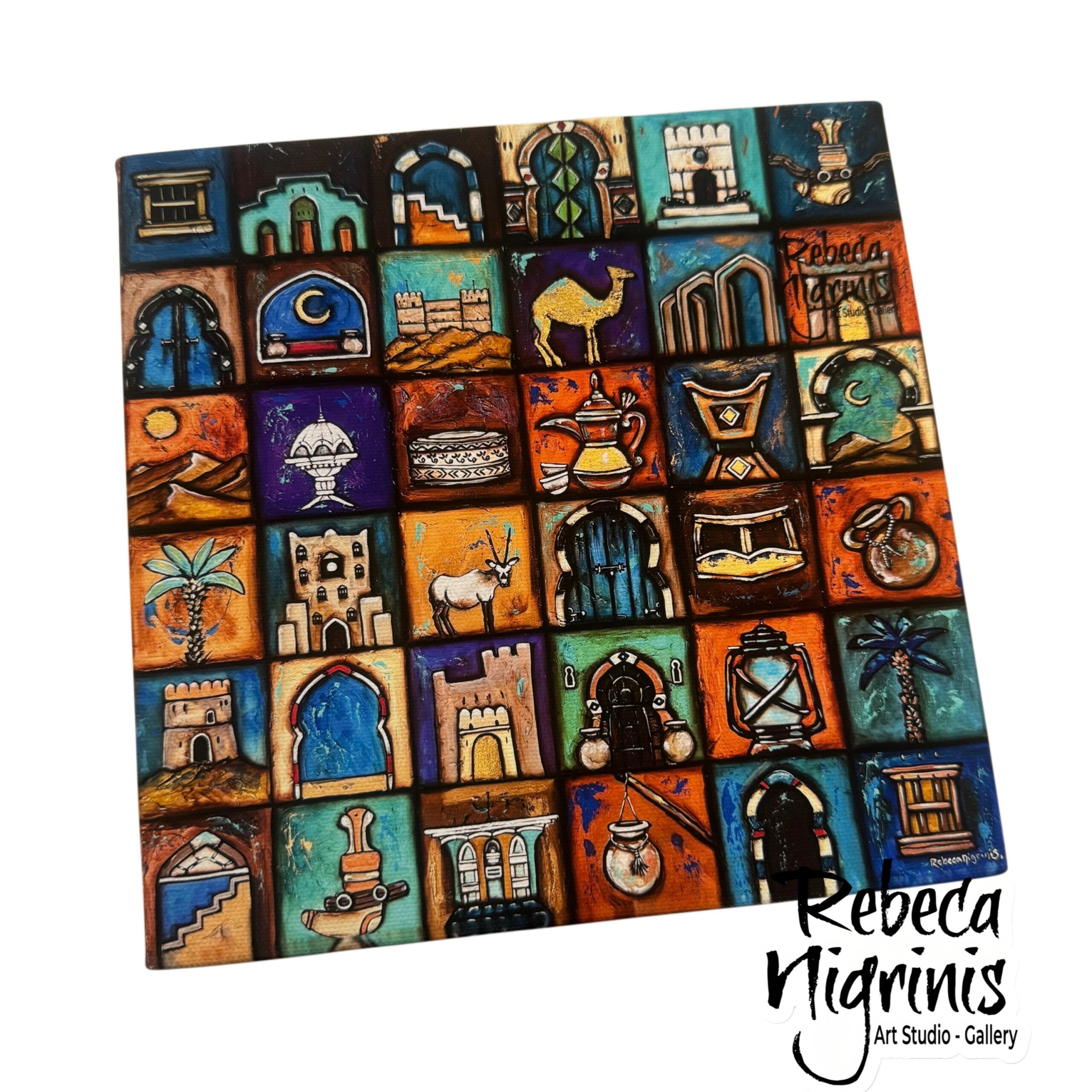 Art print on stretched canvas 20×20 cm – Omani icons