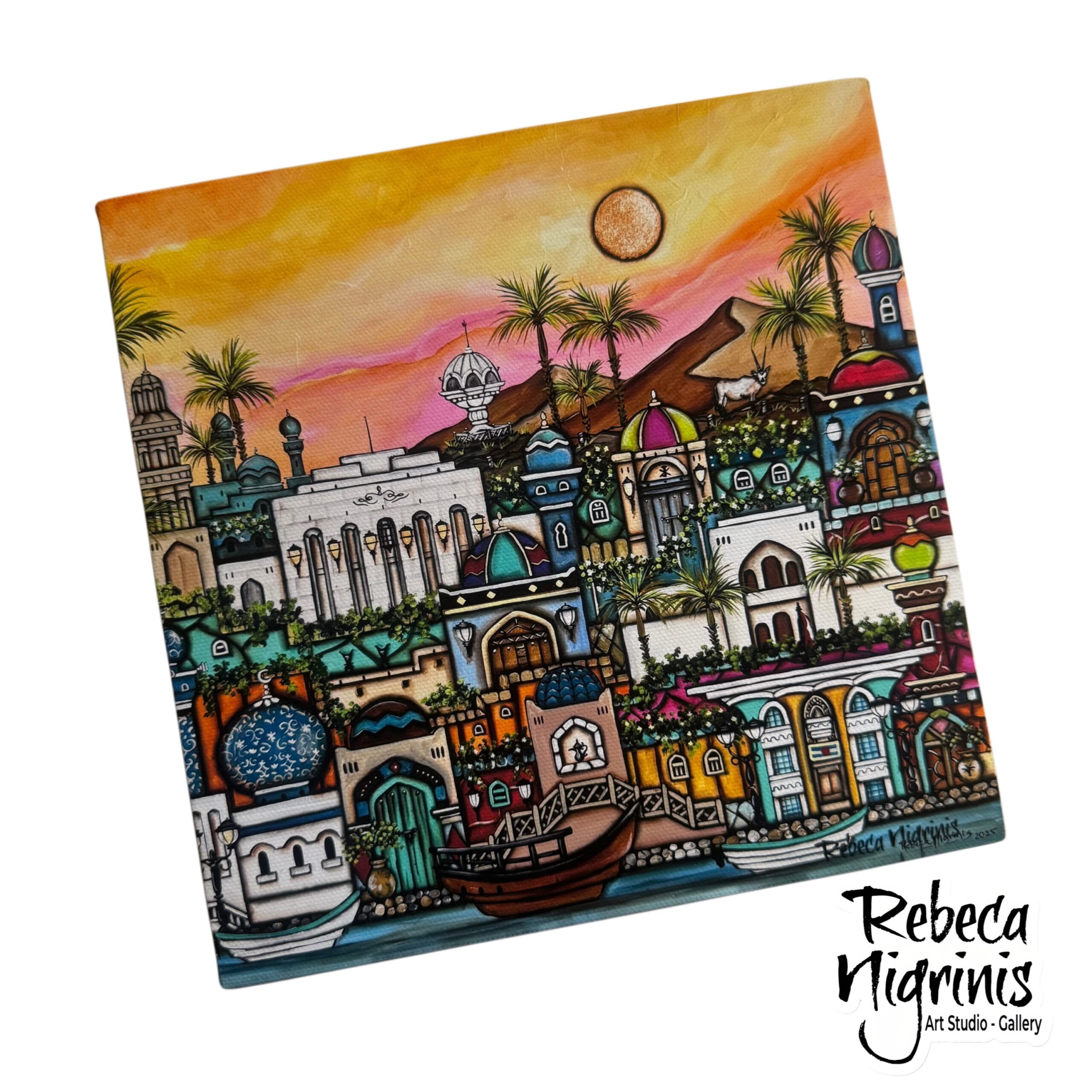 Art print on stretched canvas 20×20 cm – Oman scene