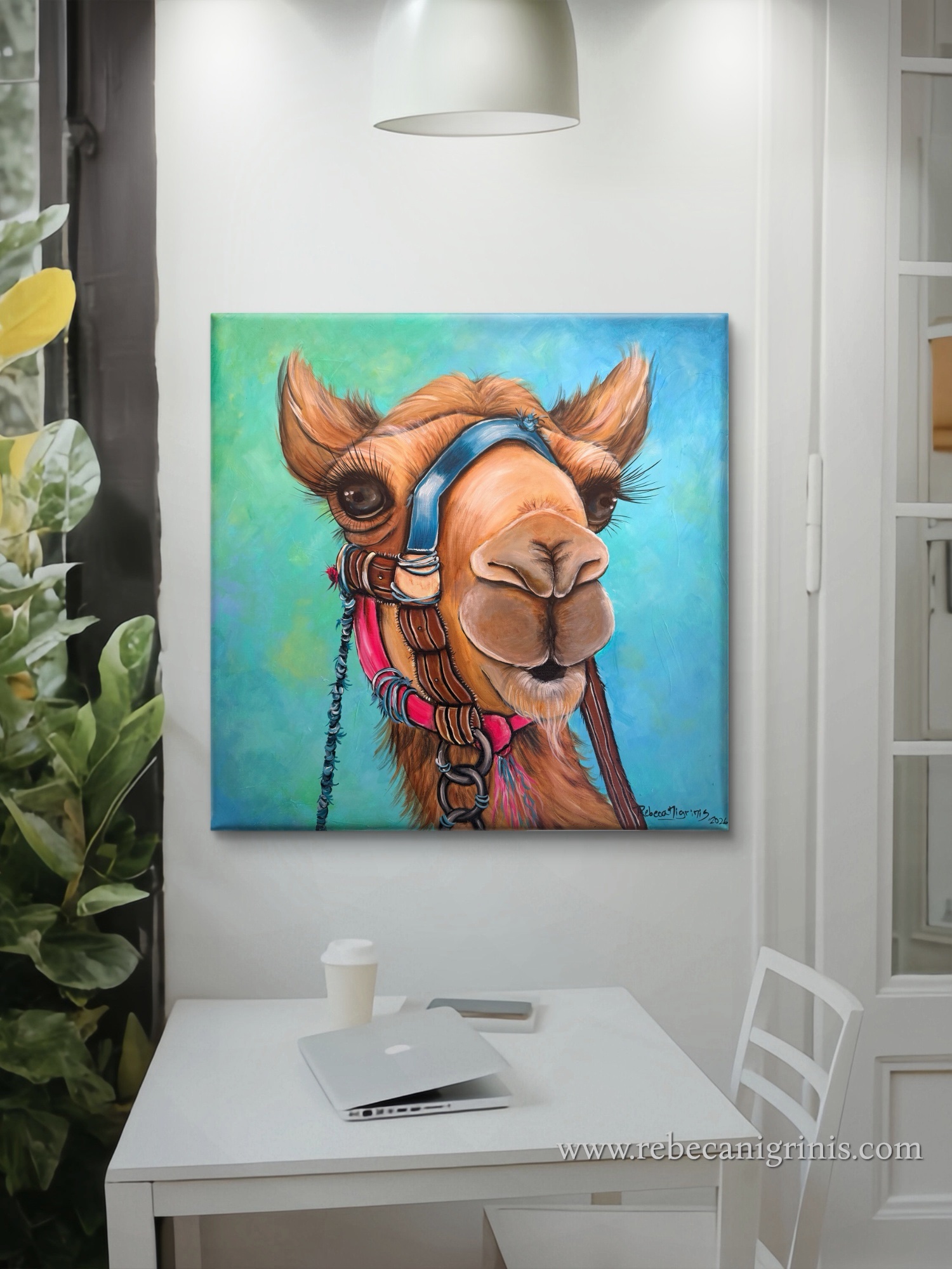 Original camel painting on canvas size 60×60 cm