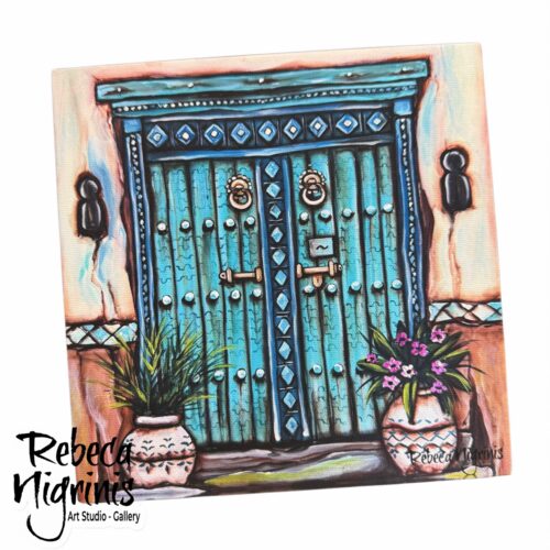 Art print on stretched canvas 20x20 cm - Blue door