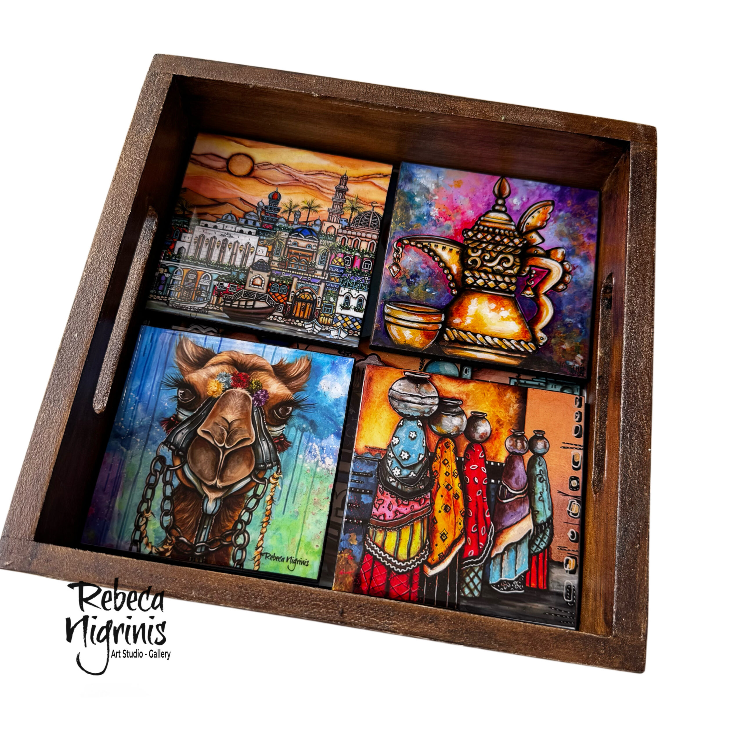 Tray and four coasters