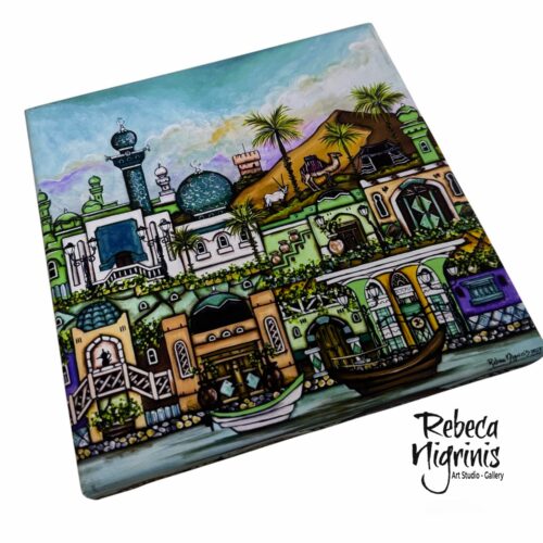 Art print on stretched canvas 20x20 cm - Oman scene